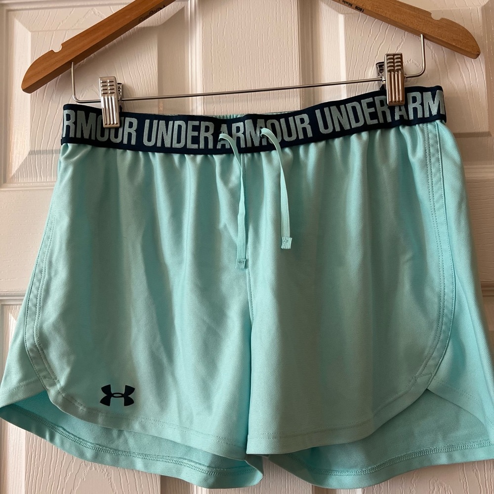 Women's Under Armour Play Up Shorts, Light Turquoise, Size M